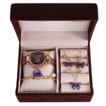 Flag Village Fashion Boutique Butterfly Suit Gift Box Butterfly Dial Watch  Butterfly Necklace  Bracelet  Earrings