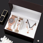 Flag Village Quartz Watch Fashion Women's Casual Watch Color Preserving Bracelet Necklace Gift Box Set