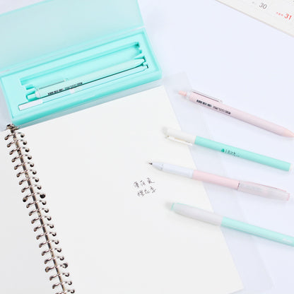 Flag Village Sakura Pink Mint Macaron Gel Pen Set With Pencil Box Office Pens 0.5mm Black Ink Girls School Gift