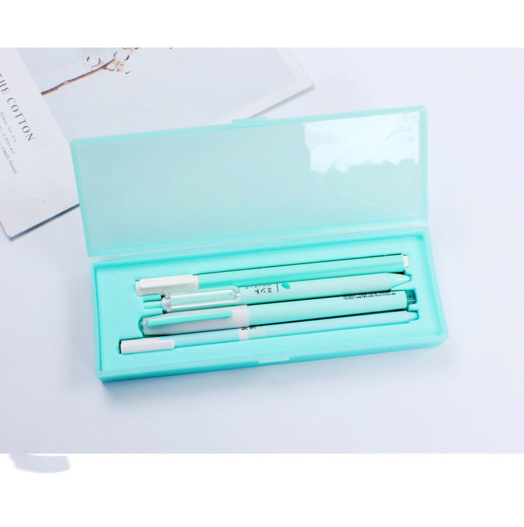 Flag Village Sakura Pink Mint Macaron Gel Pen Set With Pencil Box Office Pens 0.5mm Black Ink Girls School Gift