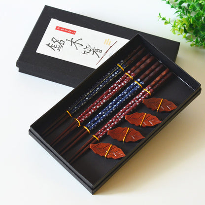 Flag Village New Products On Sale Japanese Wooden Chopsticks Gift Box Set 4 Pairs Of Chopsticks Chopsticks Combination Gift Set