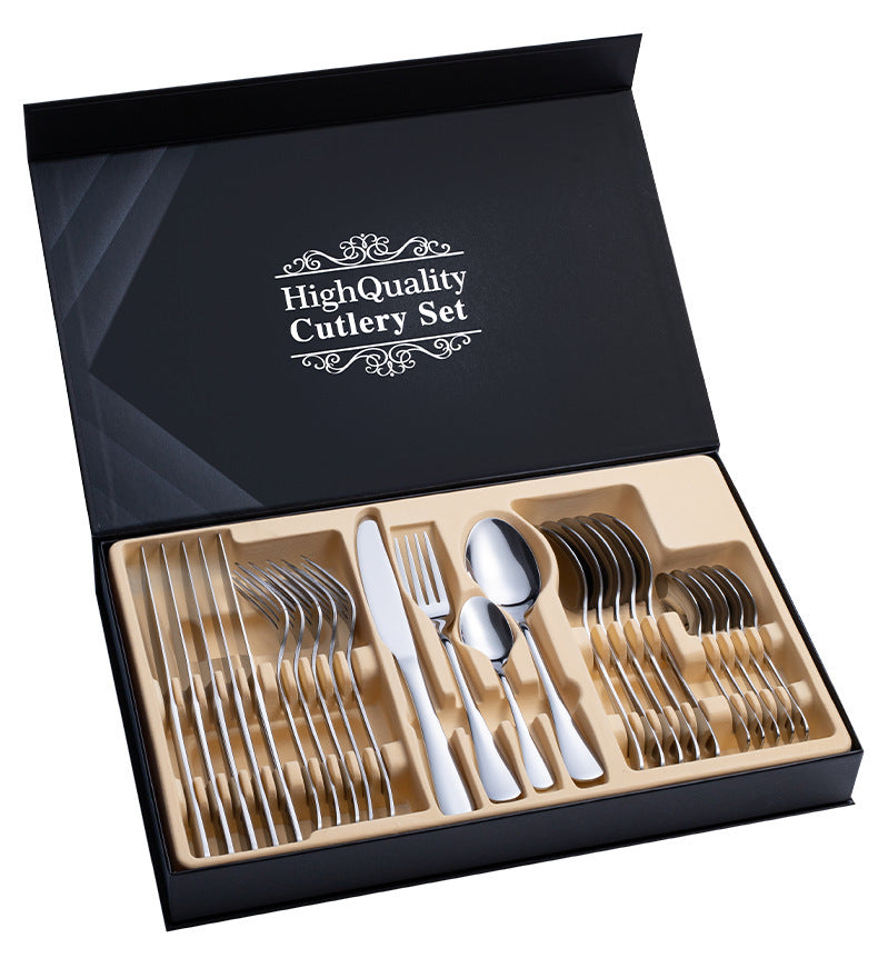 Flag Village Stainless Steel Cutlery Set 24-Piece Gift Cutlery Steak Cutlery Gift Box
