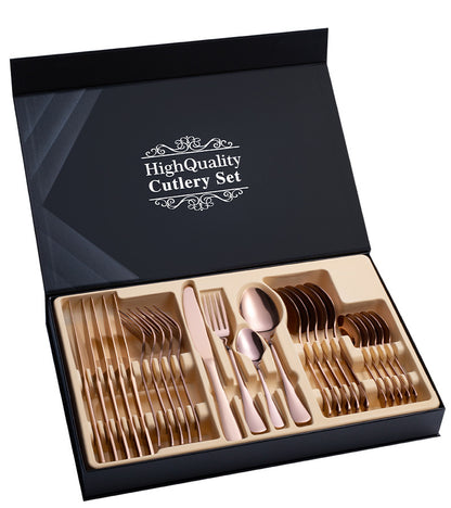 Flag Village Stainless Steel Cutlery Set 24-Piece Gift Cutlery Steak Cutlery Gift Box