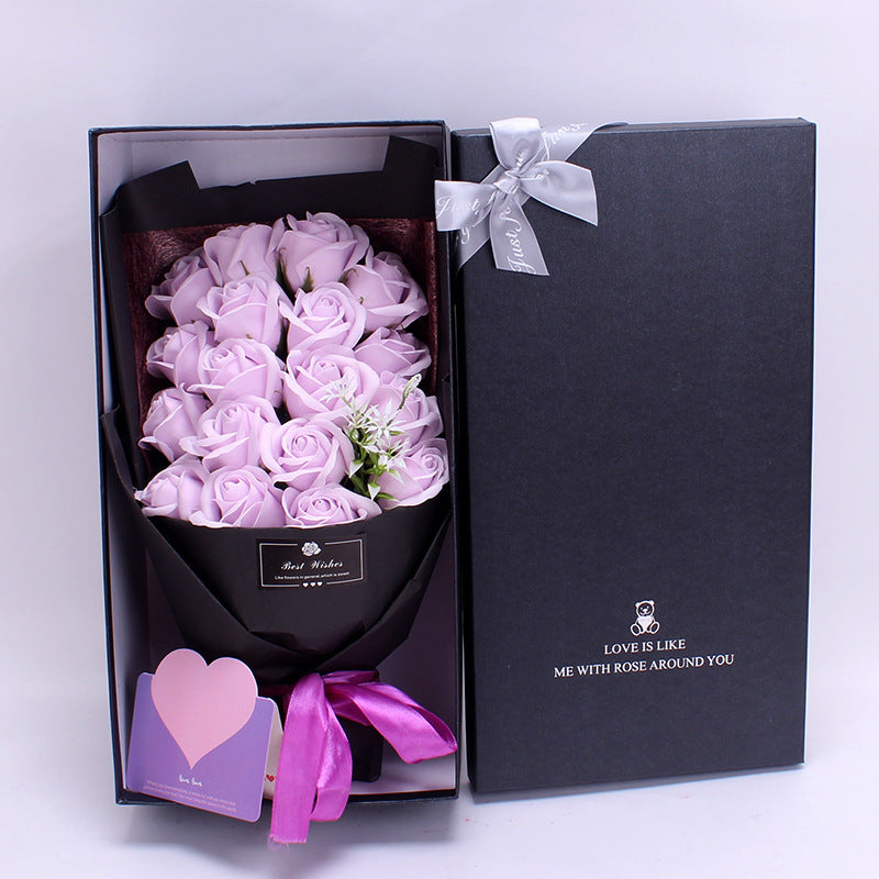 Flag Village Birthday Gift Bundle Gift Box Creative Mother's Day Cross-border Gift Soap 18 Bouquet Soap Rose Flower Valentine's Day