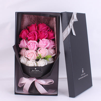 Flag Village Birthday Gift Bundle Gift Box Creative Mother's Day Cross-border Gift Soap 18 Bouquet Soap Rose Flower Valentine's Day