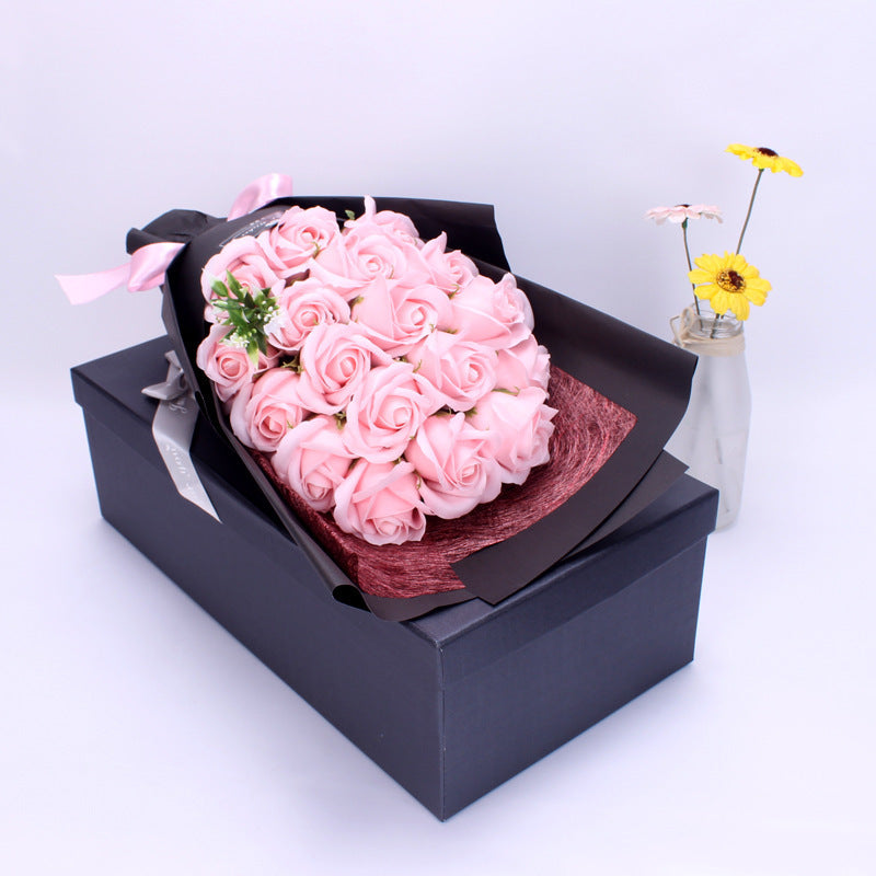 Flag Village Birthday Gift Bundle Gift Box Creative Mother's Day Cross-border Gift Soap 18 Bouquet Soap Rose Flower Valentine's Day