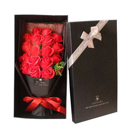 Flag Village Birthday Gift Bundle Gift Box Creative Mother's Day Cross-border Gift Soap 18 Bouquet Soap Rose Flower Valentine's Day