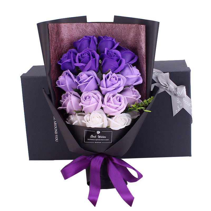 Flag Village Birthday Gift Bundle Gift Box Creative Mother's Day Cross-border Gift Soap 18 Bouquet Soap Rose Flower Valentine's Day