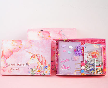 Flag Village Girl Heart Hand Account Book Gift Box Loose-Leaf Japanese Style Small Diary Notebook Cute Christmas Gift Creative Student With Cute Fairy Tool Material Full Set Of Simple
