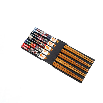 Flag Village Cartoon Cute Bamboo Chopsticks Five Pairs Set Gift Box Chopsticks