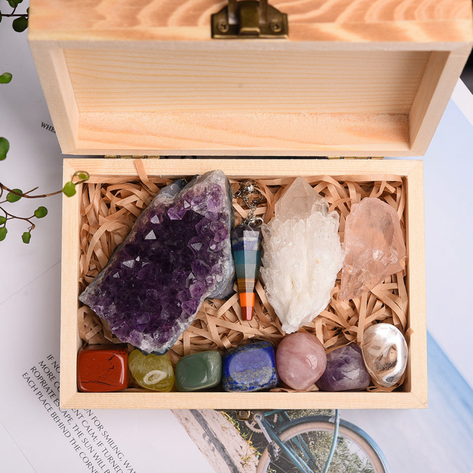 Flag Village Amethyst Block Natural Crystal Hexagonal Prism Power Stone Exquisite Gift Box Packaging