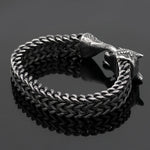 Flag Village Bracelet Men Stainless Steel Vintage Black Wolf Head Cuban Chain Hand Wristband Male Fashion Jewelry Wholesale Accessories Gifts
