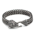 Flag Village Bracelet Men Stainless Steel Vintage Black Wolf Head Cuban Chain Hand Wristband Male Fashion Jewelry Wholesale Accessories Gifts