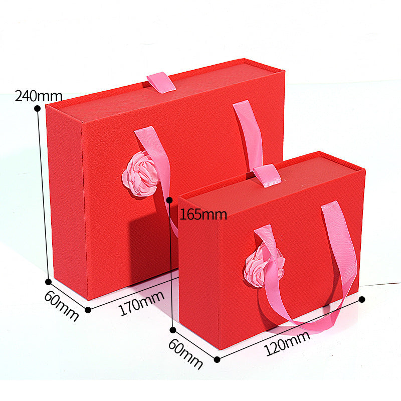 Flag Village Gift Box Knot Wedding Box With Hand Gift Portable Drawer Gift Box Custom Gift Box