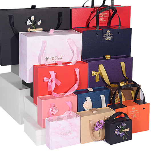Flag Village Gift Box Knot Wedding Box With Hand Gift Portable Drawer Gift Box Custom Gift Box