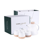 Flag Village Ceramic One Pot Four Cup Flower Tea Set Gift Box