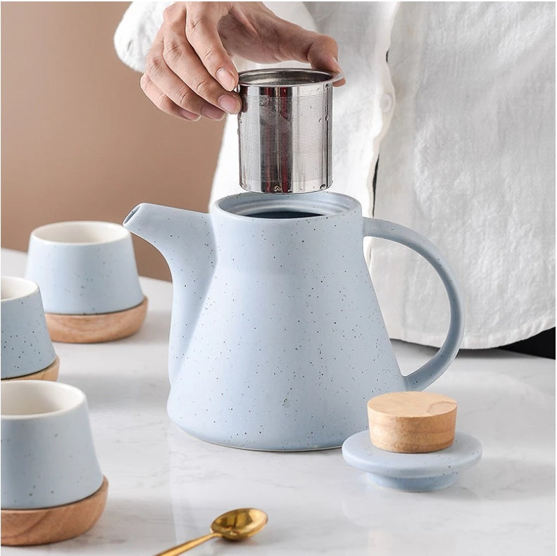 Flag Village Ceramic One Pot Four Cup Flower Tea Set Gift Box