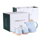 Flag Village Ceramic One Pot Four Cup Flower Tea Set Gift Box