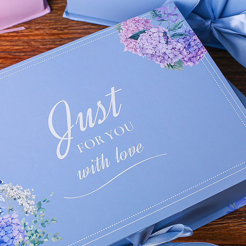 Flag Village Rectangular Clamshell Gift Box Korean Gift Box  Blue Gift Box Christmas Box