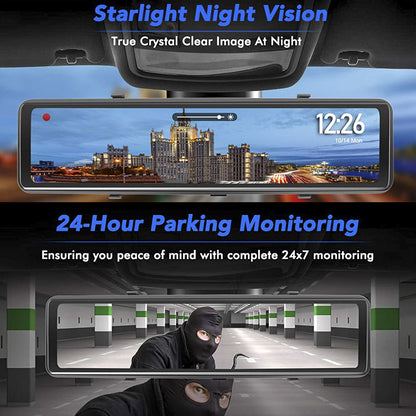 Flag Village Auto Tools Streaming Media Car DVR Loop Recording Front And Rear Lens 1080P2K 12 Inch LCD Display Black Night Vision Full Touch Screen