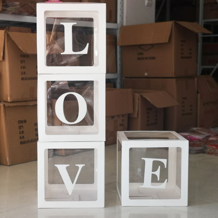 Flag Village Birthday Party Letter Gift Box Transparent Balloon Box