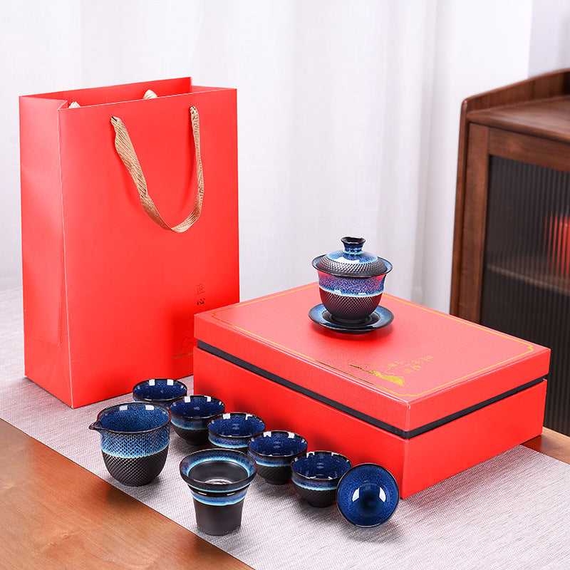 Flag Village Jumping Sword Tianmu Jun Kiln Jianzhan Tea Set Gift Box