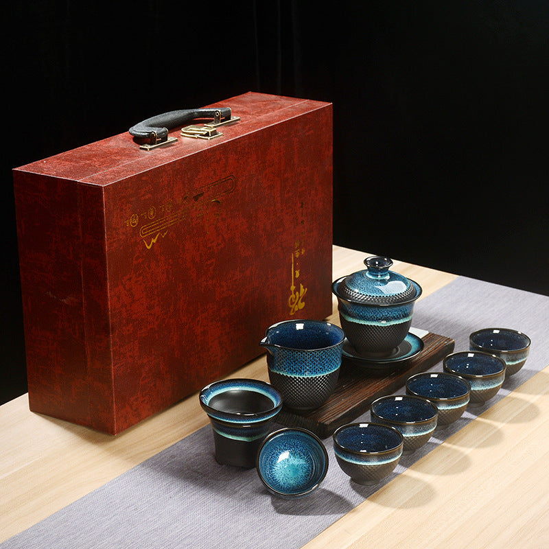 Flag Village Jumping Sword Tianmu Jun Kiln Jianzhan Tea Set Gift Box