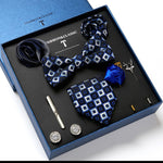 Flag Village New Men's Gift Box Tie Fashion Business Striped Necktie Square Scarf Combination Set Gift Box Gift