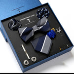 Flag Village New Men's Gift Box Tie Fashion Business Striped Necktie Square Scarf Combination Set Gift Box Gift