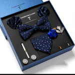 Flag Village New Men's Gift Box Tie Fashion Business Striped Necktie Square Scarf Combination Set Gift Box Gift