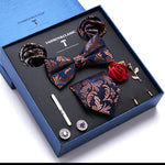 Flag Village New Men's Gift Box Tie Fashion Business Striped Necktie Square Scarf Combination Set Gift Box Gift