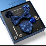 Flag Village New Men's Gift Box Tie Fashion Business Striped Necktie Square Scarf Combination Set Gift Box Gift