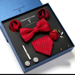 Flag Village New Men's Gift Box Tie Fashion Business Striped Necktie Square Scarf Combination Set Gift Box Gift