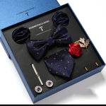 Flag Village New Men's Gift Box Tie Fashion Business Striped Necktie Square Scarf Combination Set Gift Box Gift