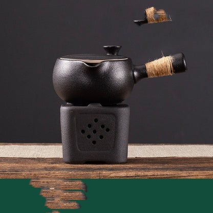 Flag Village Stoneware Japanese Kung Fu Tea Set, One Pot, Four Cups With Dry Tea Tray, Tea Maker, Warm Tea Gift Box Set