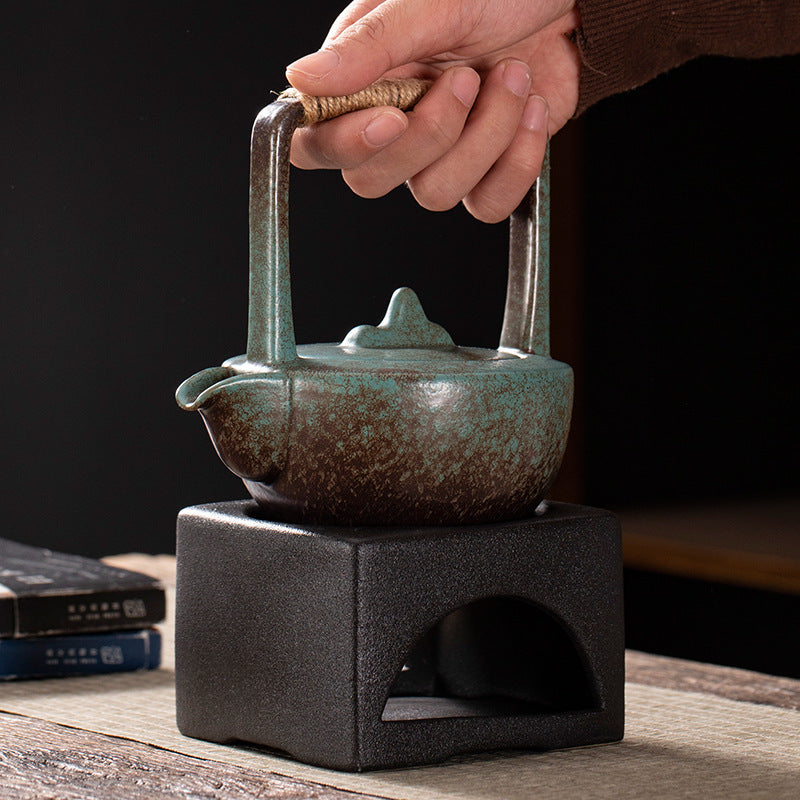 Flag Village Stoneware Japanese Kung Fu Tea Set, One Pot, Four Cups With Dry Tea Tray, Tea Maker, Warm Tea Gift Box Set