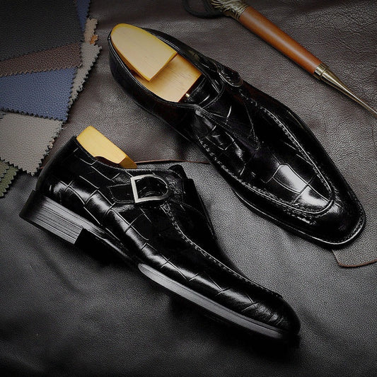 Flag Village ClassicPattern Business Flat Shoes Men Designer Formal Dress Leather Shoes Mens Loafers Valentine Gifts Shoes