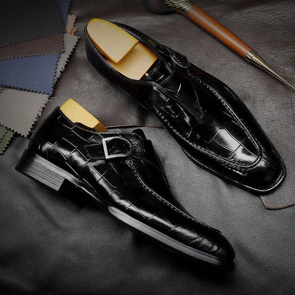 Flag Village ClassicPattern Business Flat Shoes Men Designer Formal Dress Leather Shoes Mens Loafers Valentine Gifts Shoes