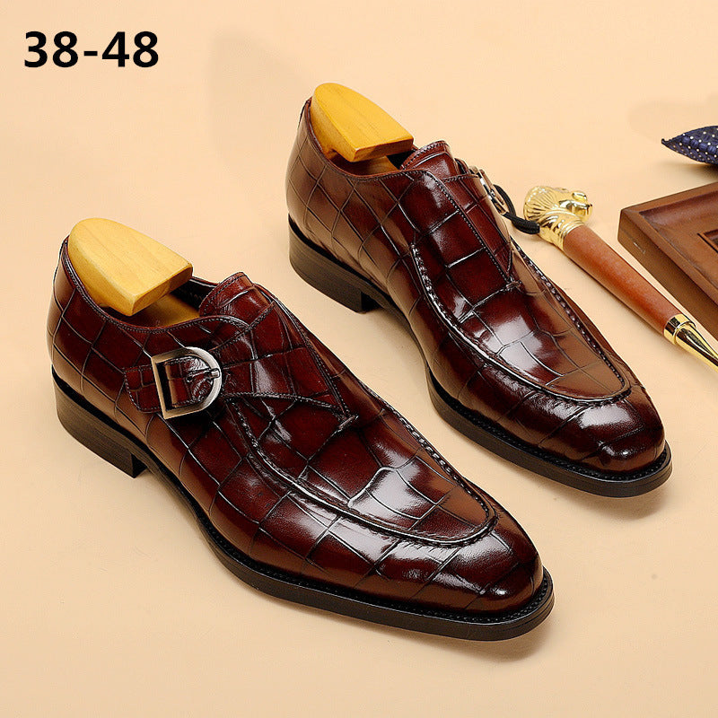 Flag Village ClassicPattern Business Flat Shoes Men Designer Formal Dress Leather Shoes Mens Loafers Valentine Gifts Shoes