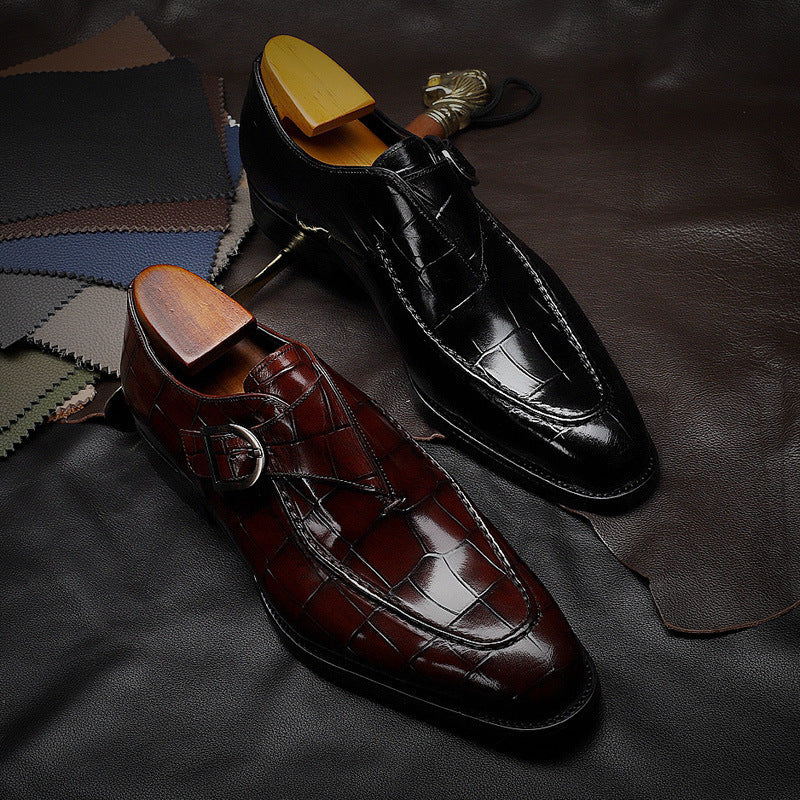 Flag Village ClassicPattern Business Flat Shoes Men Designer Formal Dress Leather Shoes Mens Loafers Valentine Gifts Shoes