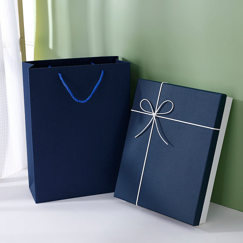 Flag Village Large Gift Box, Empty Box, Simple Blue Packaging Box, Exquisite Birthday Gift Box, Rectangular Gift Box, Custom