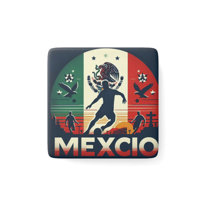Flag Village MEXICO Flag Sporting Porcelain Magnet, Square MEX0007