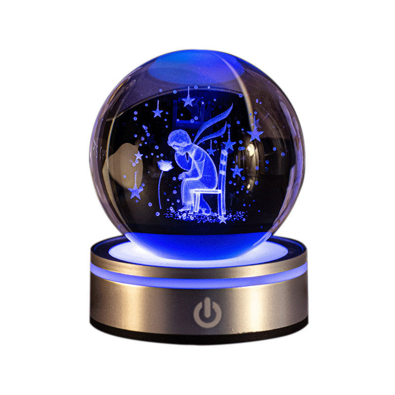 Flag Village Creative 3D Inner Carving Luminous Crystal Ball Colorful Gradient Small Night Lamp Home Decorations Gifts Selection