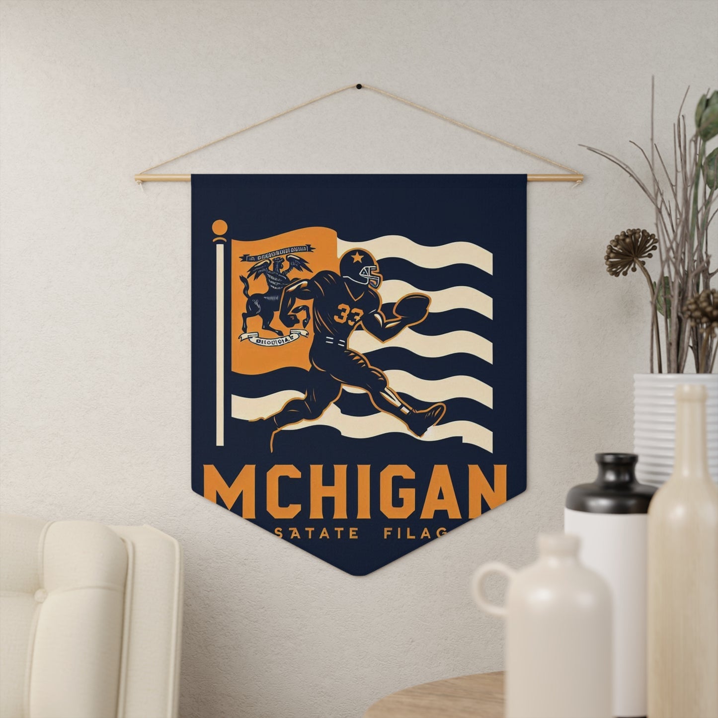 Flag Village Michigan State Flag Pennant Sporting Home Wall decoration MI0002