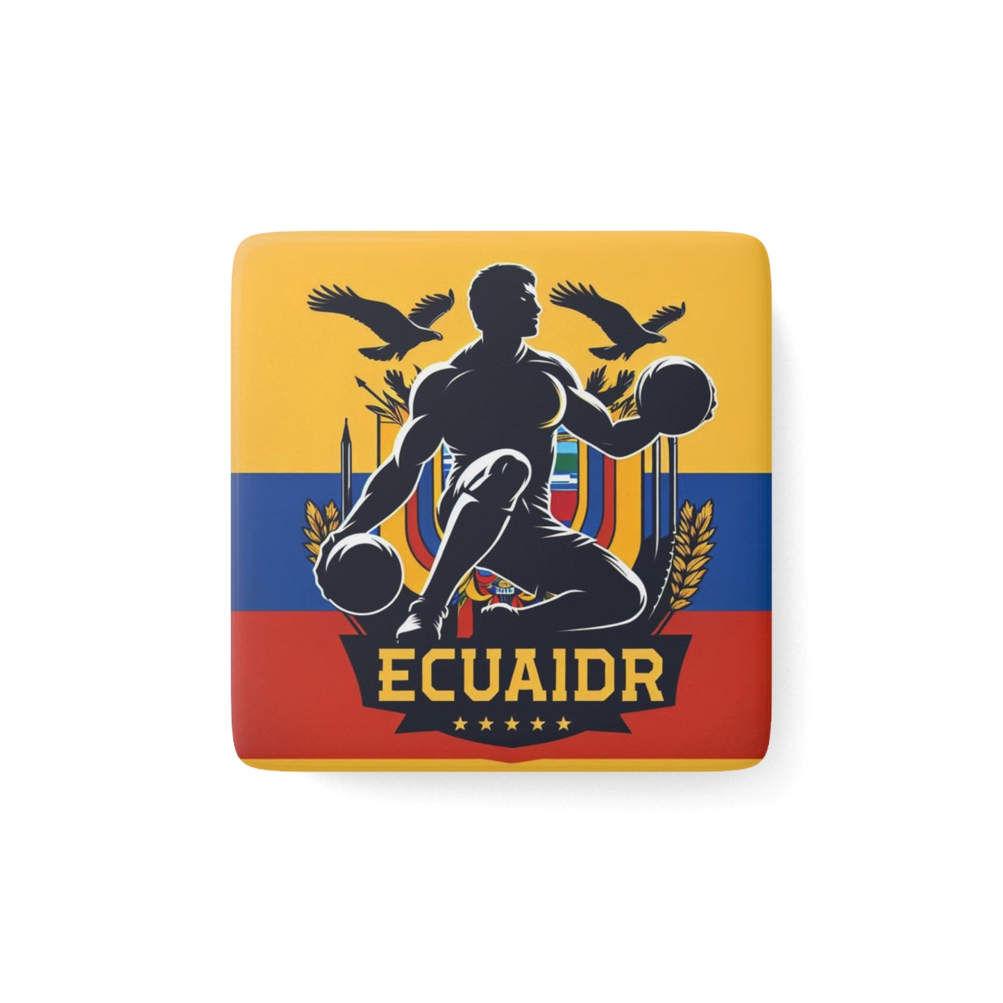Flag Village Ecuador Flag Sporting Porcelain Magnet, Square ECU0004