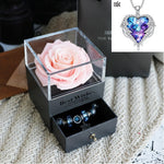 Flag Village Valentines Day Gift Women Rose Jewelry Box Dried Flower Real Flowers Eternal Roses In Box
