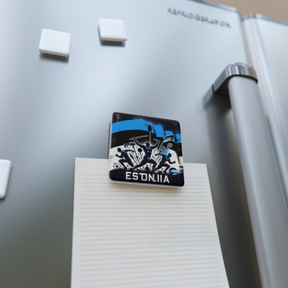 Flag Village Estonia Flag Sporting Porcelain Magnet, Square EST0003