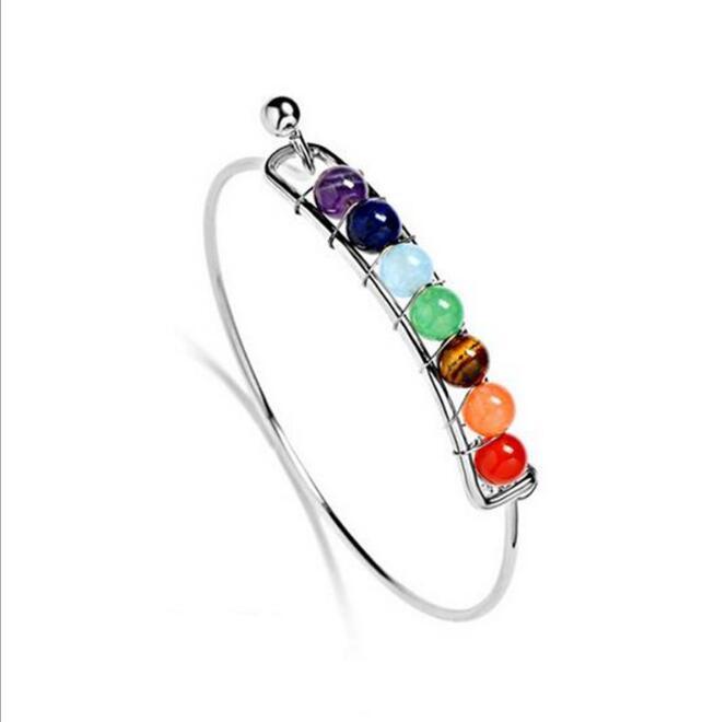 Flag Village Boho charm silver bracelets natural stones beads bracelet 7 chakra healing balance bracelets bracelets jewelry gifts for women