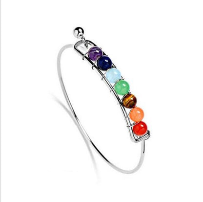 Flag Village Boho charm silver bracelets natural stones beads bracelet 7 chakra healing balance bracelets bracelets jewelry gifts for women