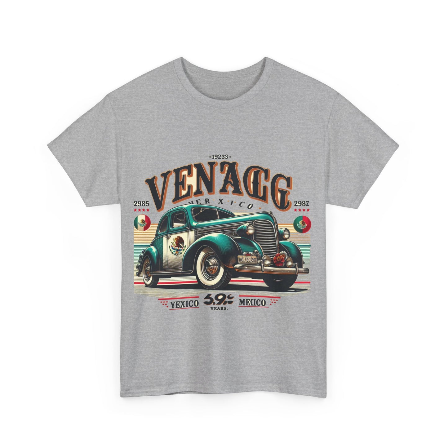 Flag Village Mexico Vintage Car Flag T-SHIRT Heavy Cotton Tee MEX0004